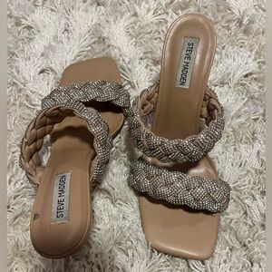 Steve Madden Silver Rhinestone Braided Heel Women’s Sz 9.5